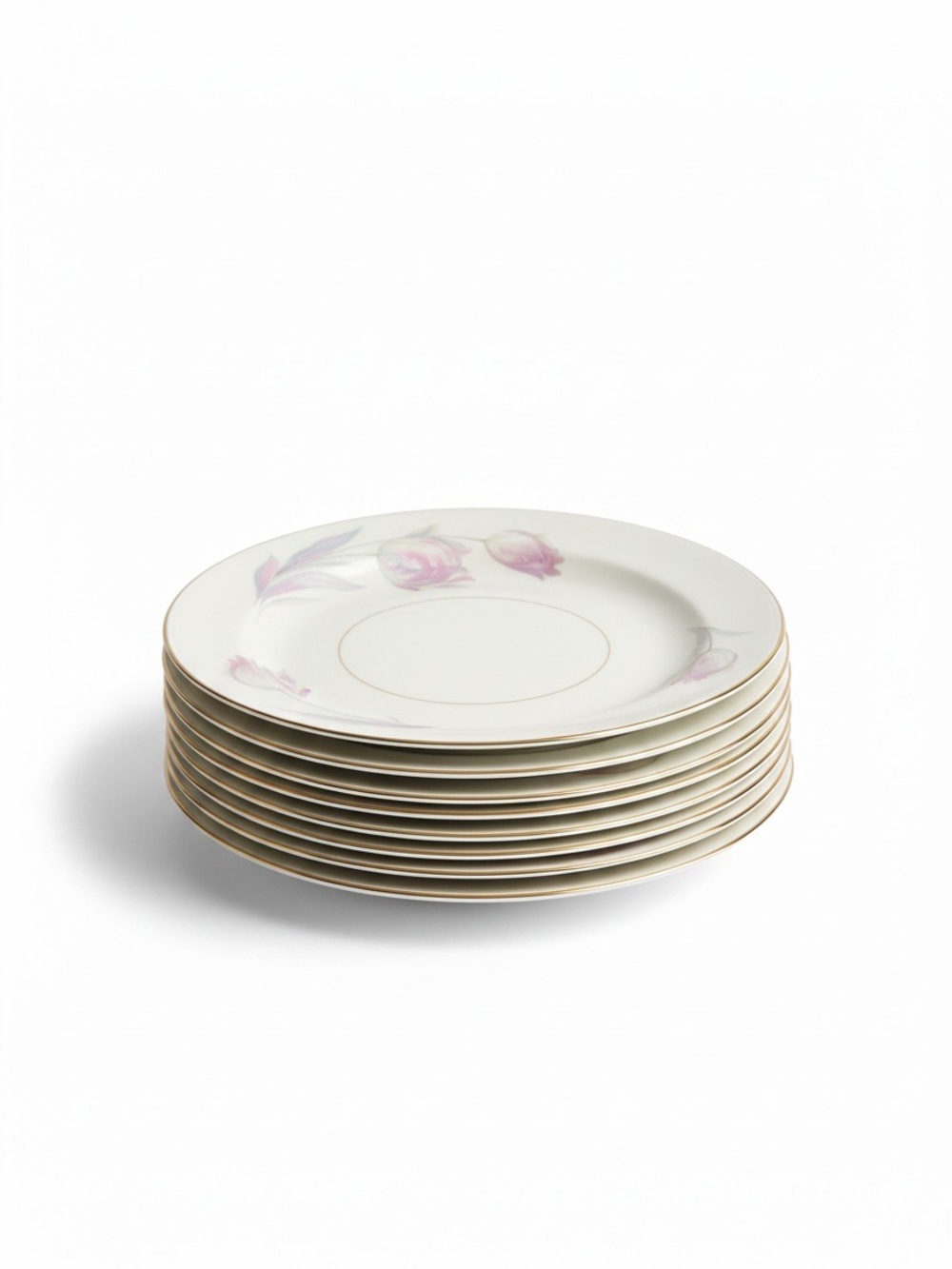 Set of 8 Homer Laughlin Tulip Eggshell Nautilus Salad Plates